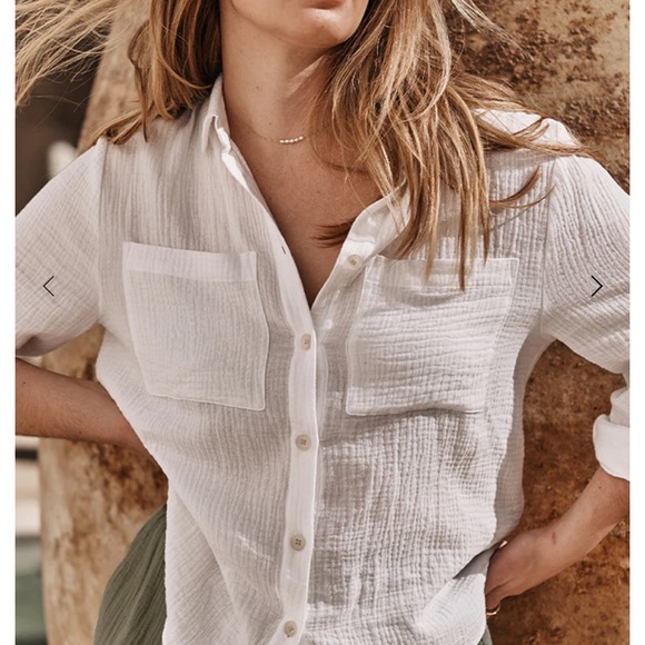 summersalt the going places gauze button-down camp long sleeve shirt - Picture 5 of 6